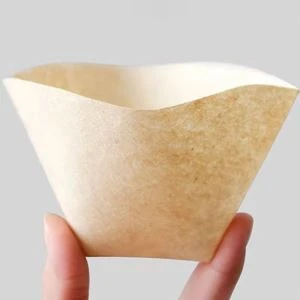 Nebalināts oriģinālais koka pilienpapīra ventilatora formas kafijas filtru papīrs Espresso kafijas brūvējums